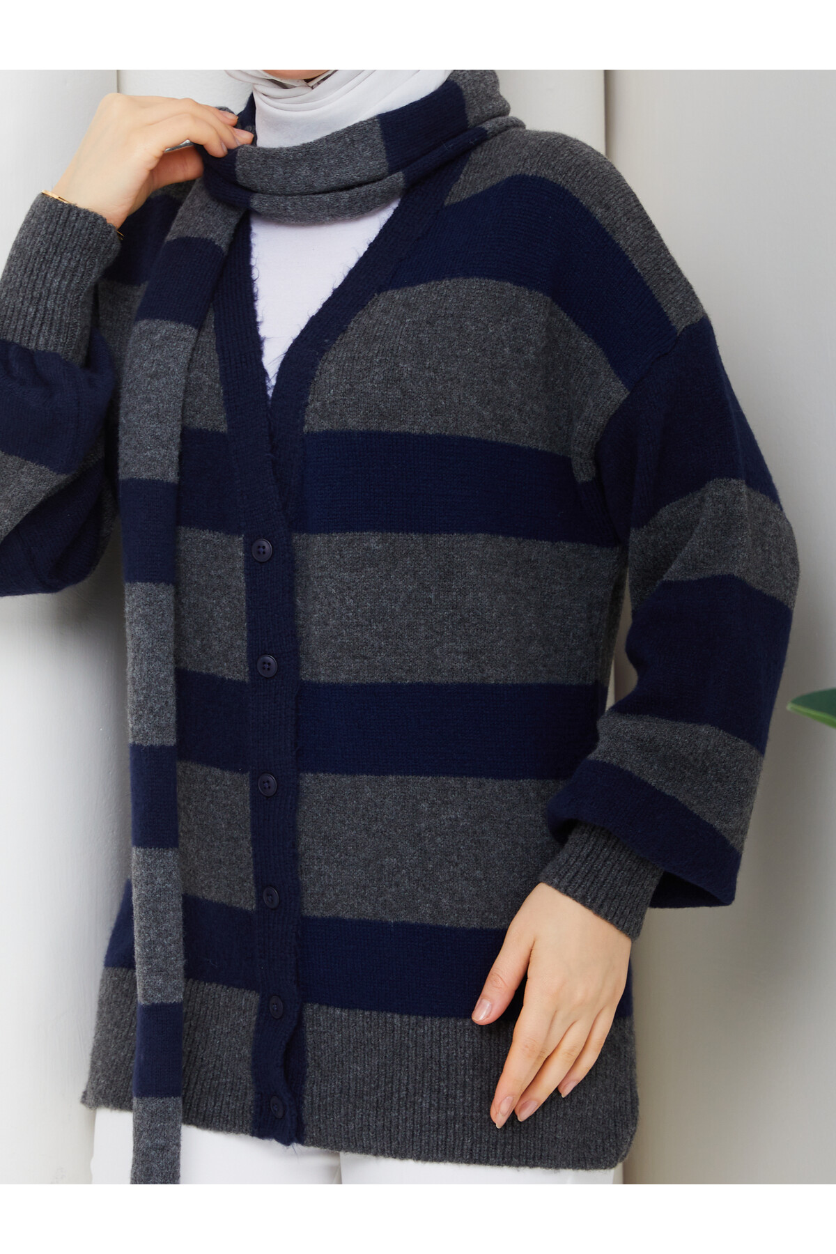 TRİKO HIRKA ATKI KOMBİN - LACİVERT