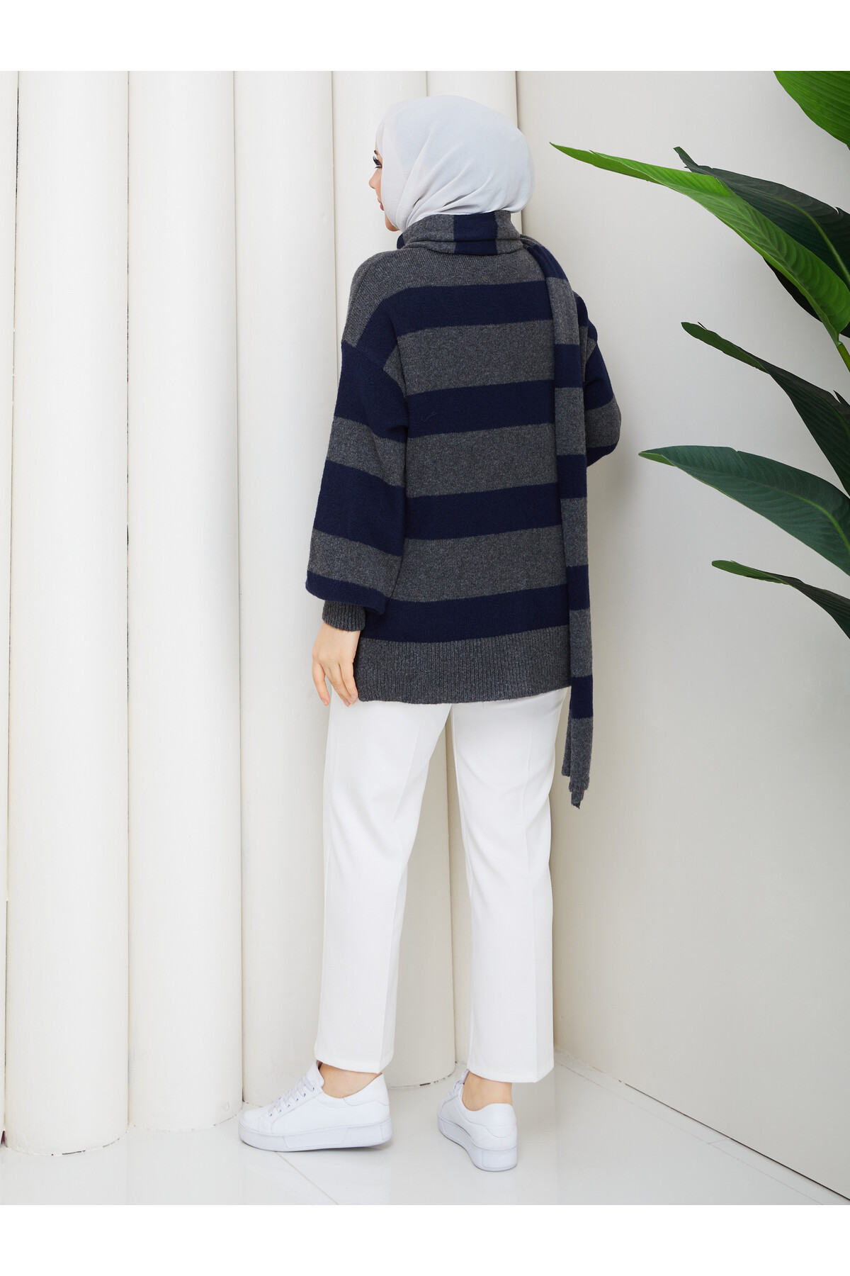 TRİKO HIRKA ATKI KOMBİN - LACİVERT