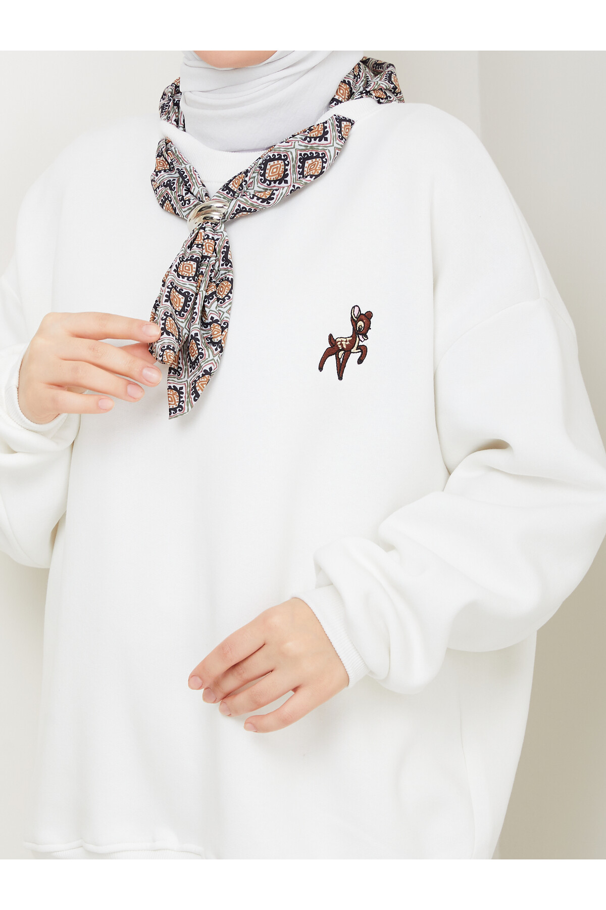 ÜÇ İP FUARLI SWEAT-BEYAZ