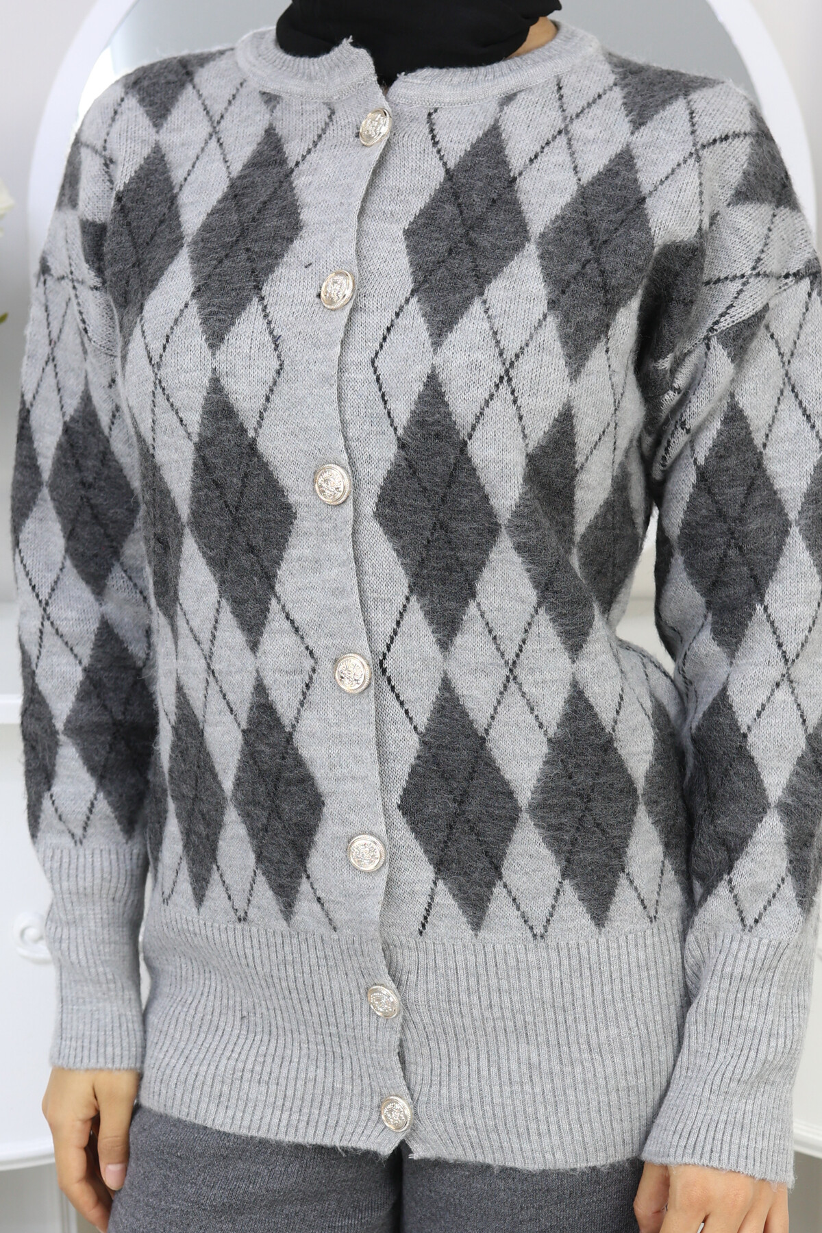 V BAKLAVA  DESEN HIRKA -GRİ