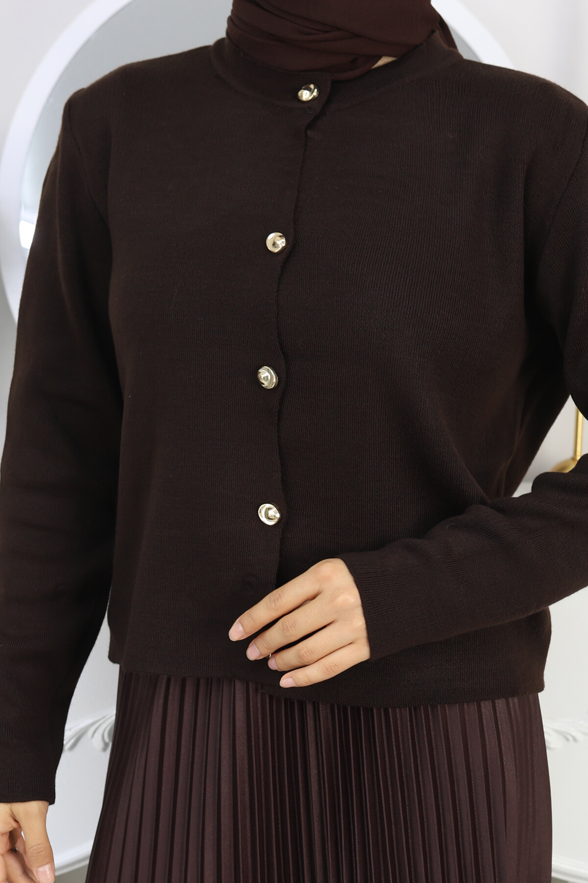 VNZ GOLD DÜĞME TRİKO HIRKA -ACI KAHVE