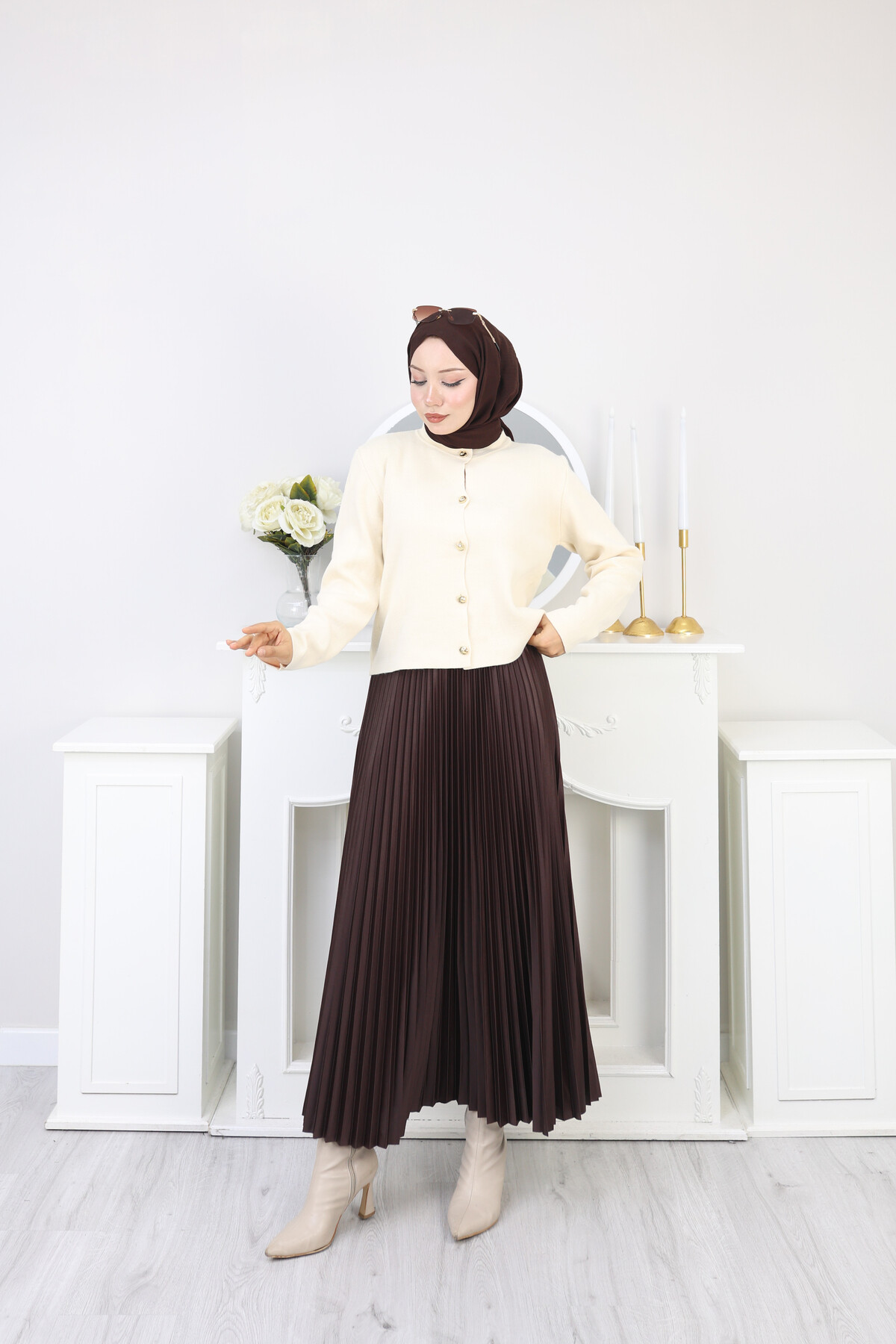 VNZ GOLD DÜĞME TRİKO HIRKA -KREM