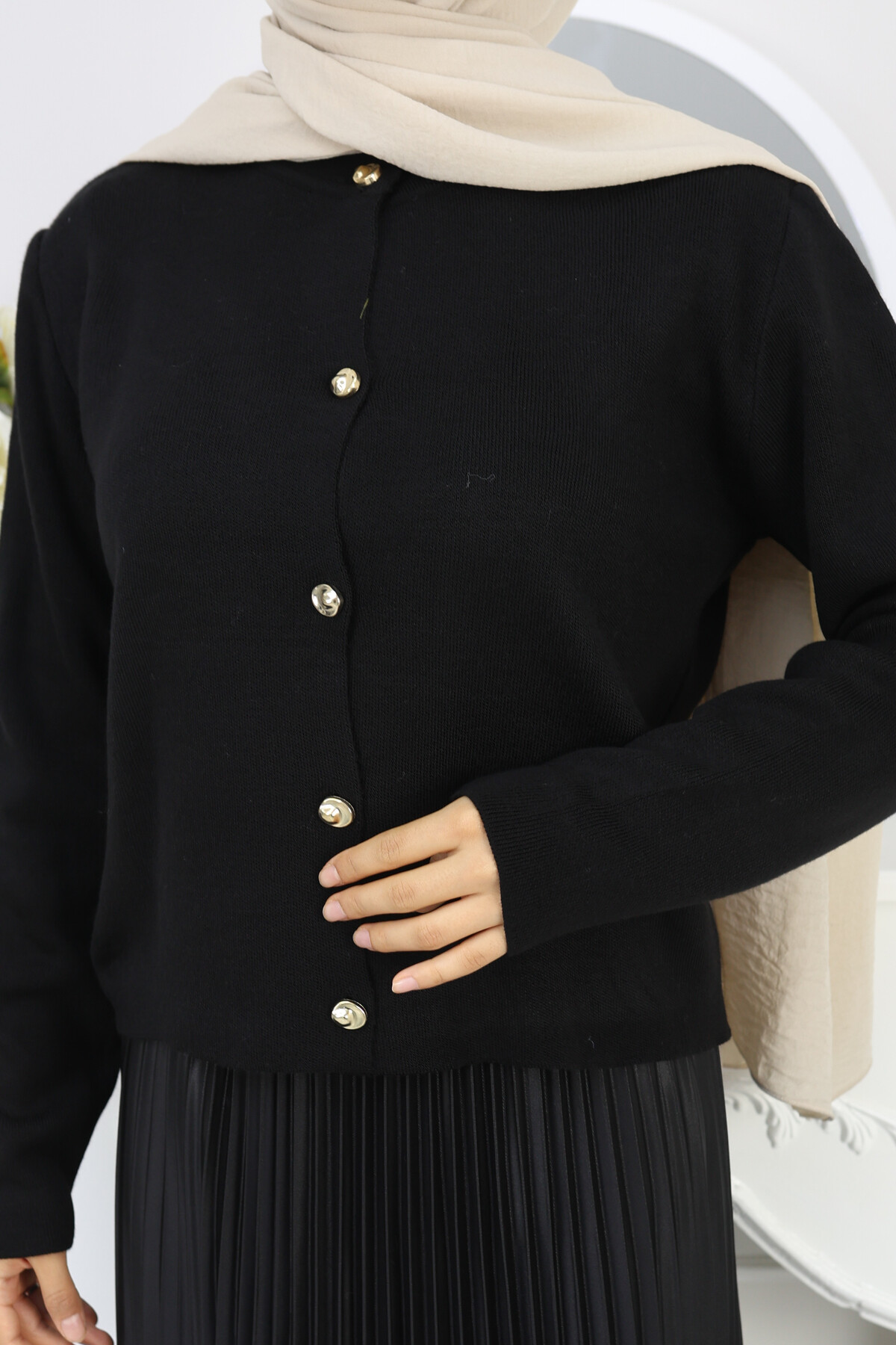 VNZ GOLD DÜĞME TRİKO HIRKA -SİYAH