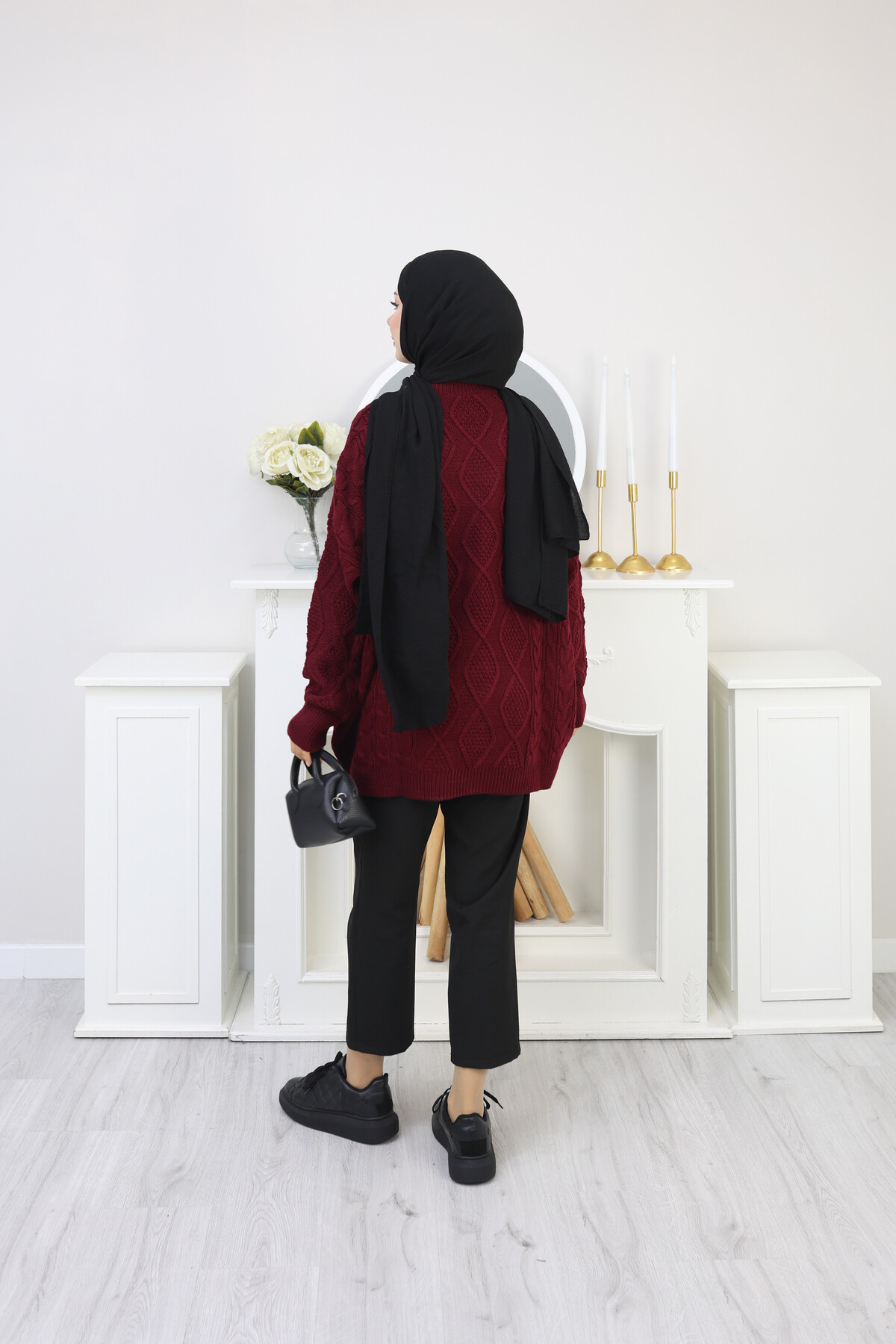 VNZ ÖRGÜLÜ TRİKO KAZAK- BORDO