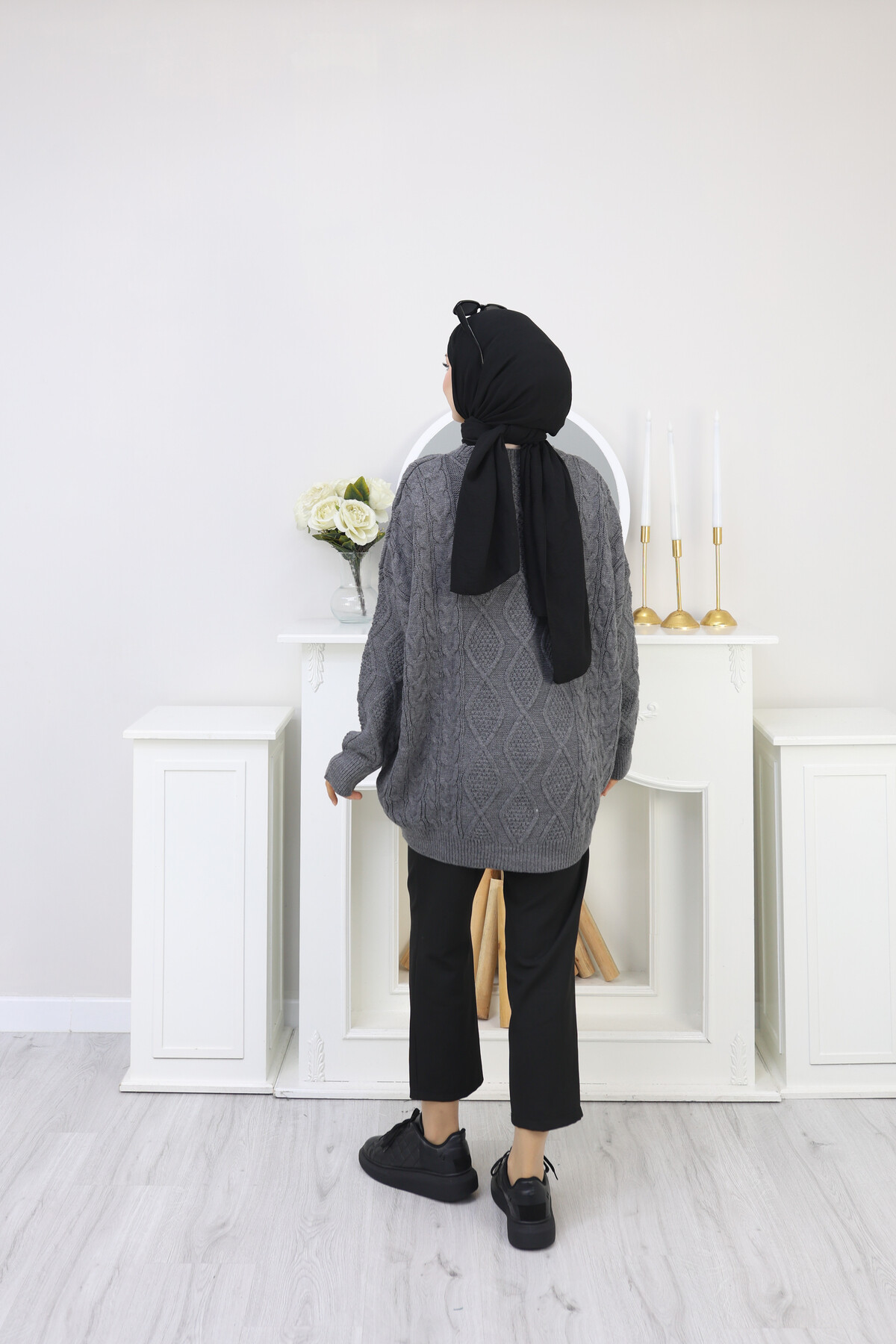 VNZ ÖRGÜLÜ TRİKO KAZAK- GRİ