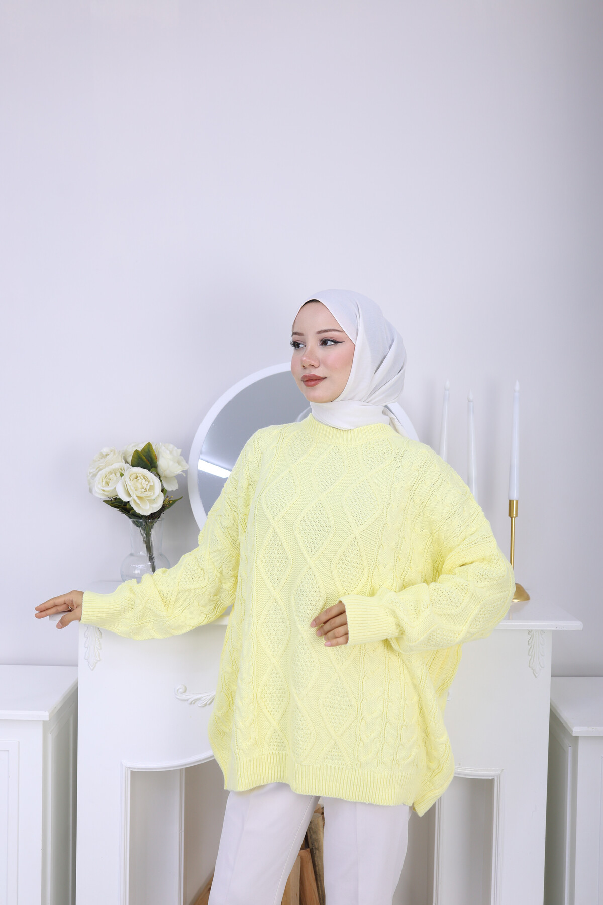 VNZ ÖRGÜLÜ TRİKO KAZAK-SARI