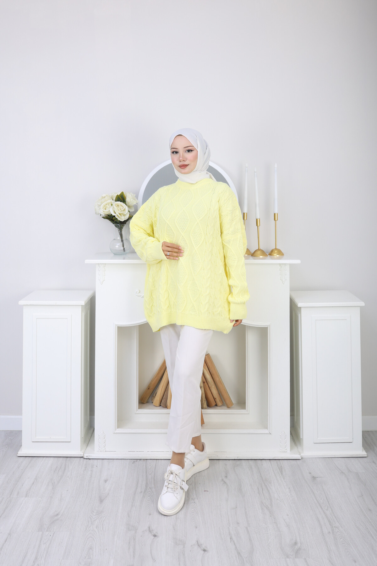 VNZ ÖRGÜLÜ TRİKO KAZAK-SARI