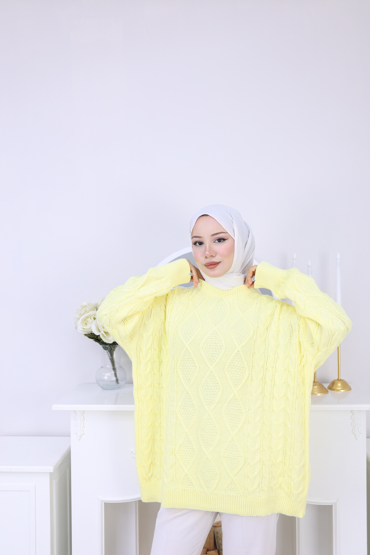 VNZ ÖRGÜLÜ TRİKO KAZAK-SARI