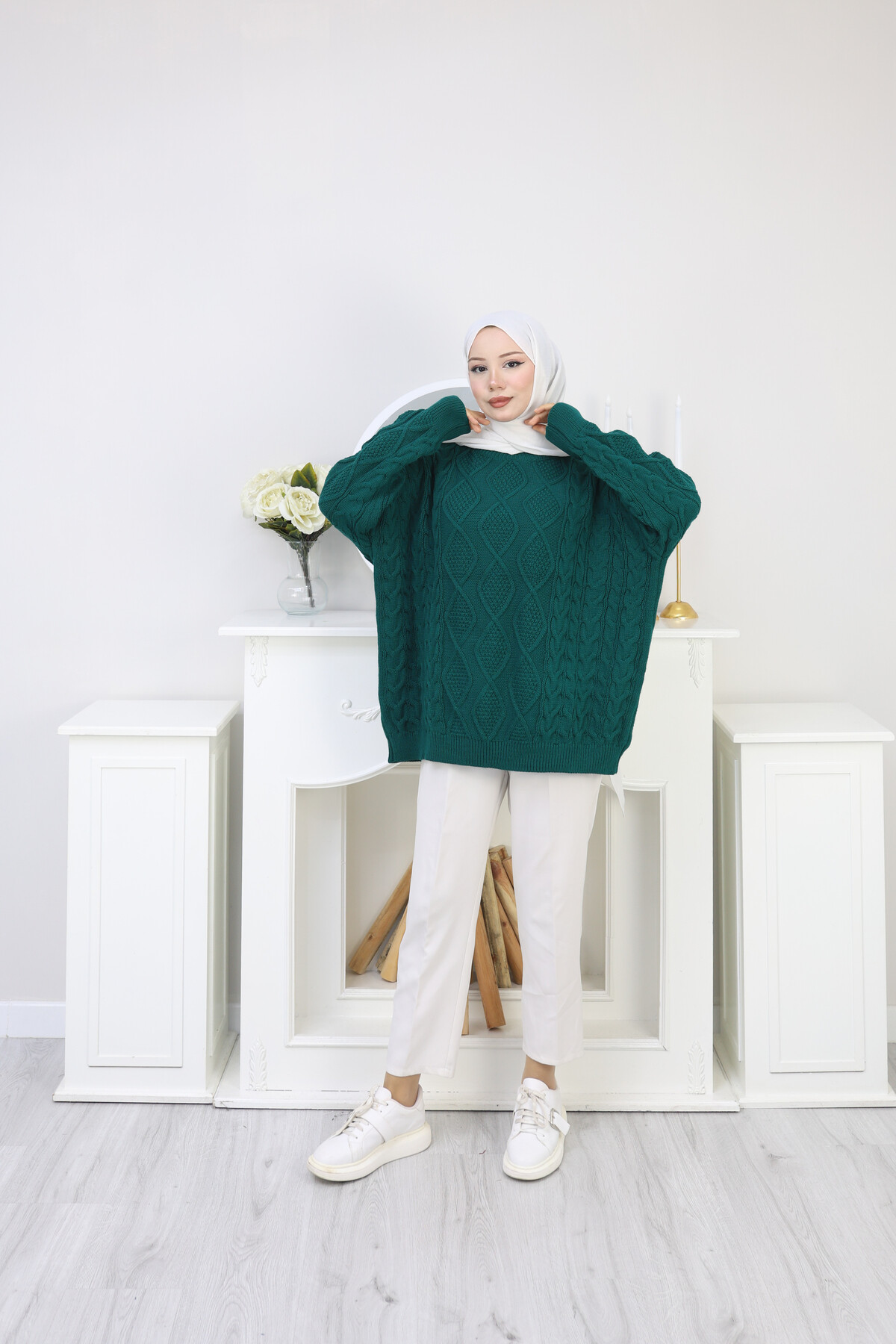 VNZ ÖRGÜLÜ TRİKO KAZAK-ZÜMRÜT YEŞİL