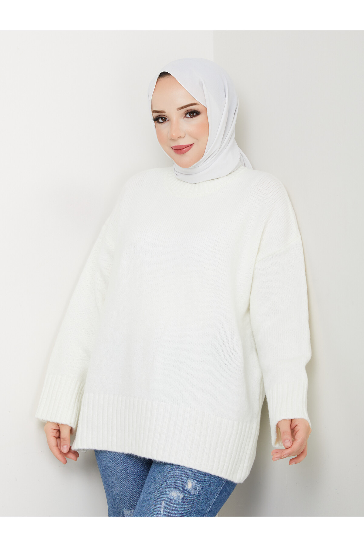 VNZ PİNTEREST KAZAK-BEYAZ