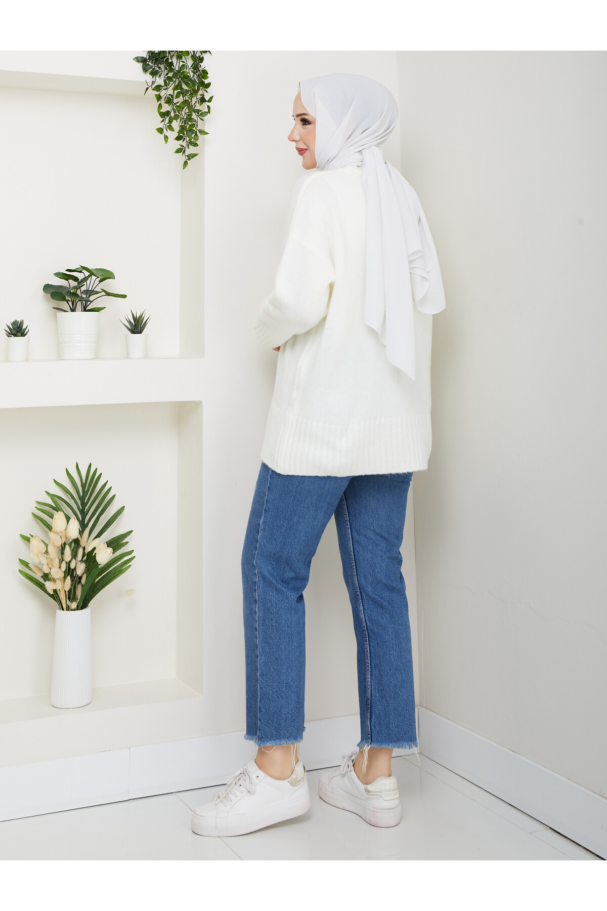 VNZ PİNTEREST KAZAK-BEYAZ