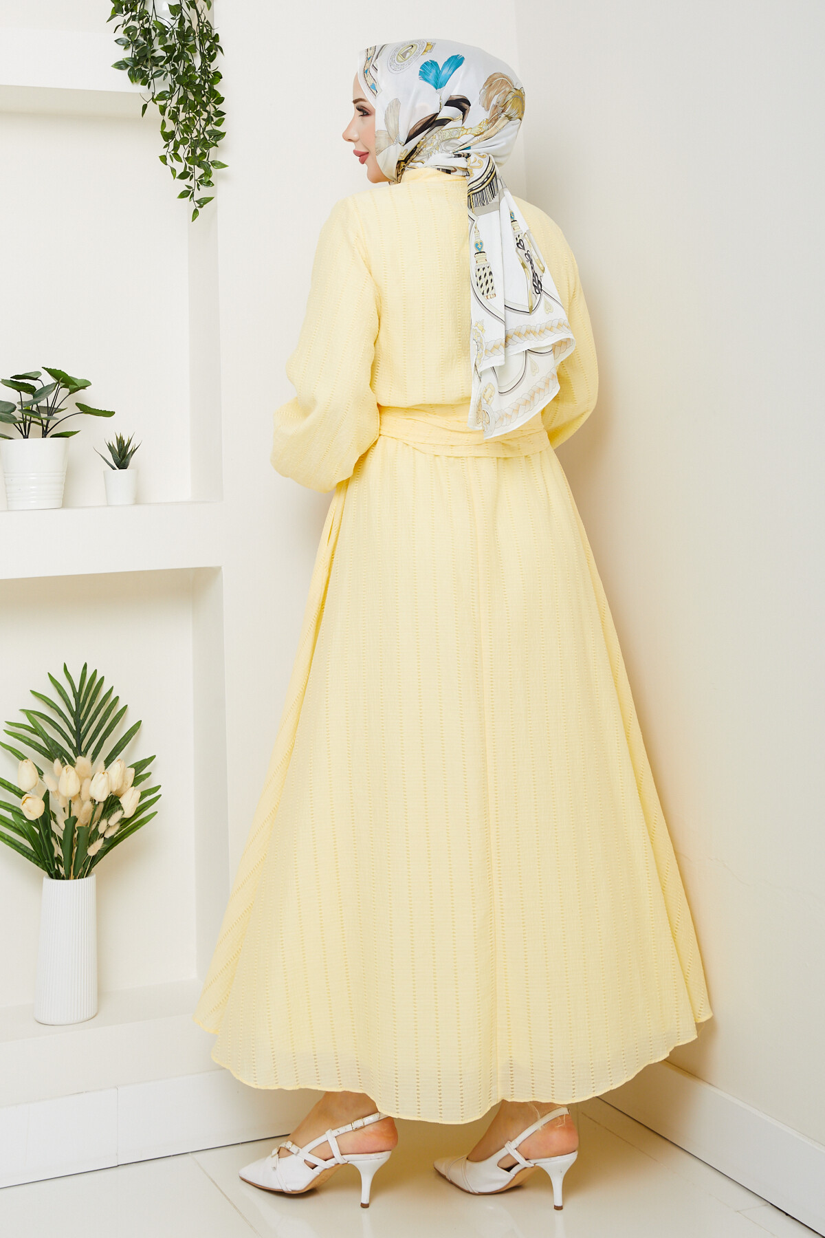 WEN GOLD DÜĞMELİ BEL BAĞLAMALI TAKIM-SARI