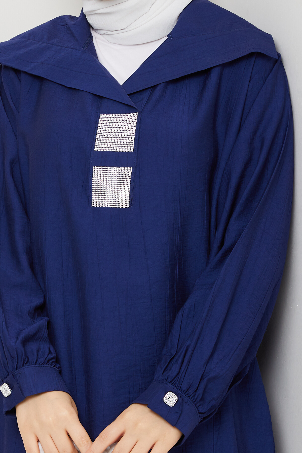 Yaka Pul Detay Gömlek Lacivert