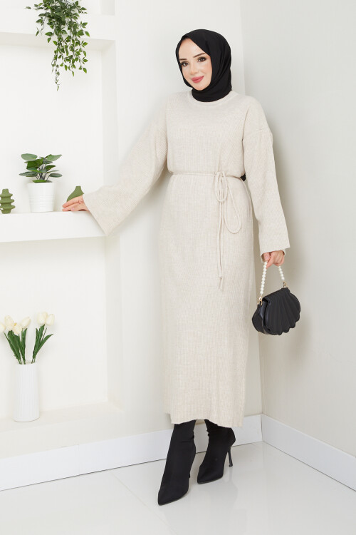 KOLLARI SALAŞ KUŞAKLI ELBİSE-TAŞ