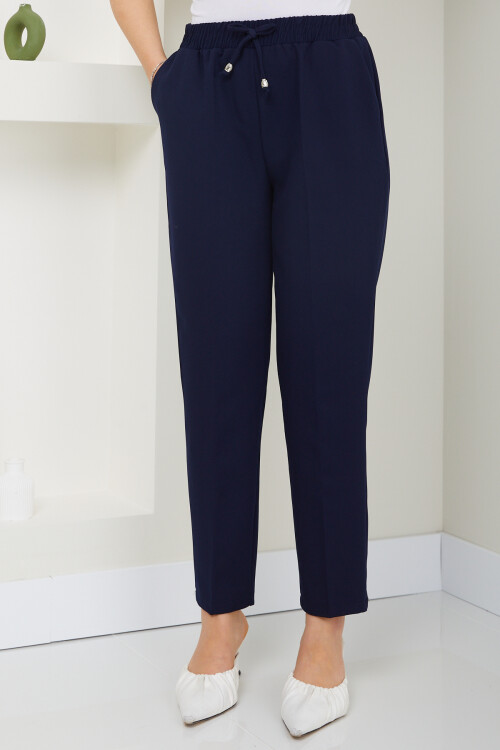 KREP DUBLE KUMAŞ PANTOLON-LACİVERT