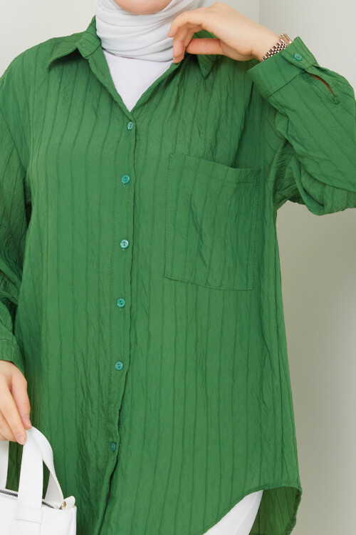 ŞERİT GÖMLEK PANTALON KOMBİN - YEŞİL