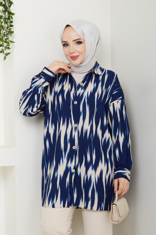 ALEV DESEN GÖMLEK-LACİVERT