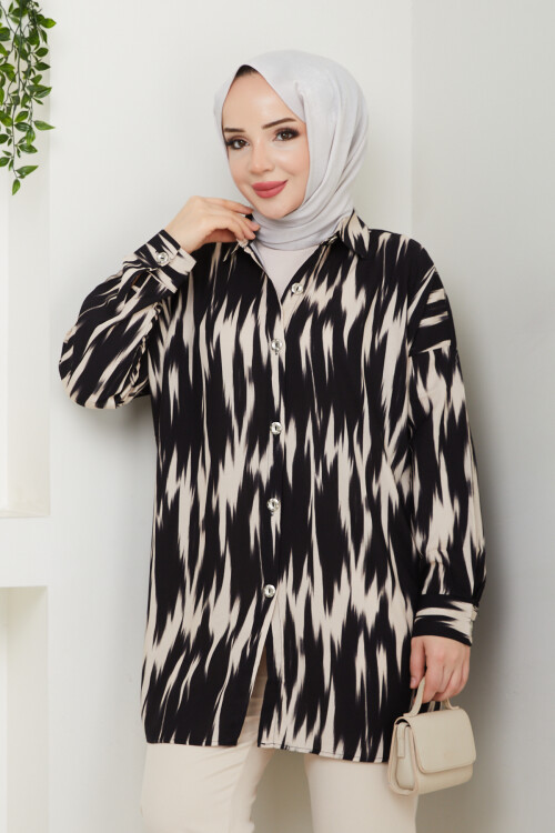 ALEV DESEN GÖMLEK-SİYAH