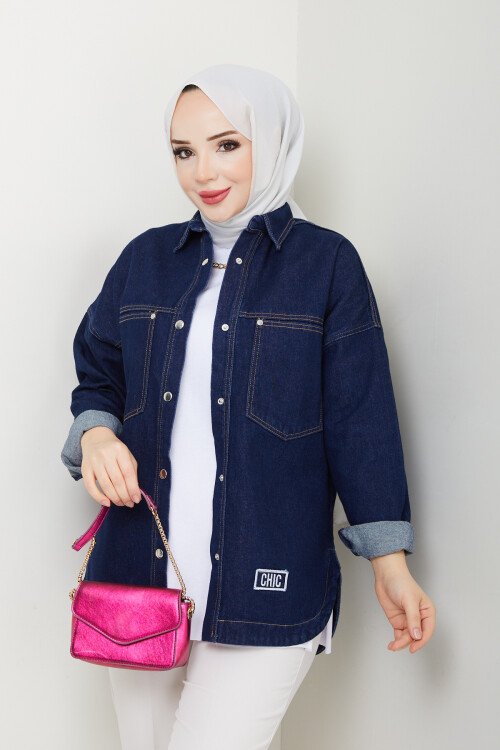 CHIC GABARDİN CEKET - LACİVERT