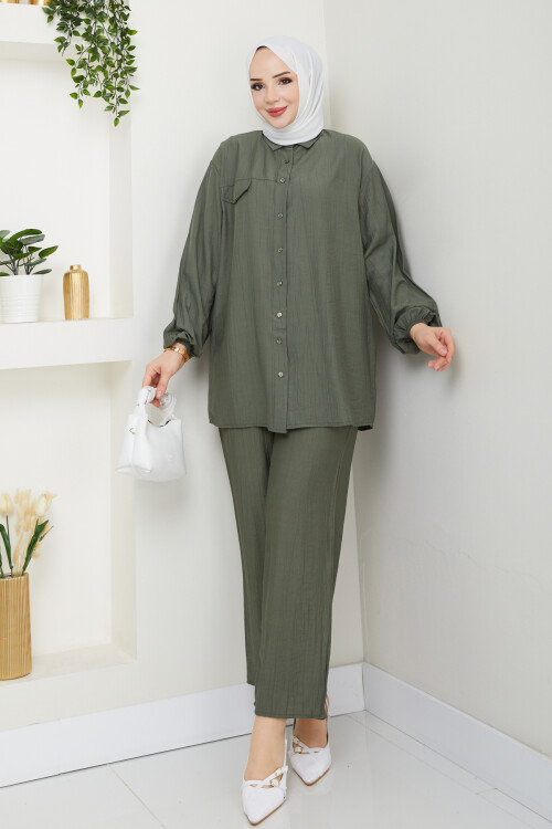 ÇLK SÜS CEP DETAYLI TAKIM - YEŞİL