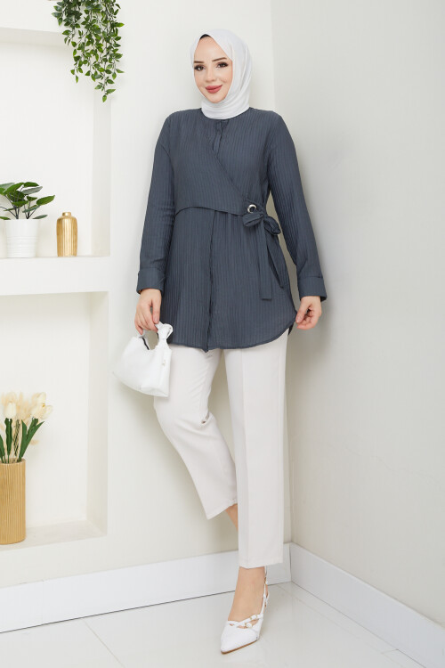 FİTİLLİ KUŞ GÖZÜ GÖMLEK-ANTRASİT