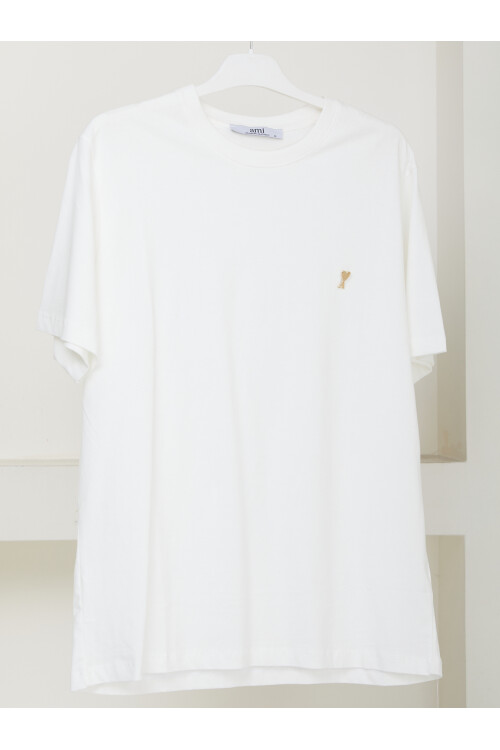 KALP BRONŞ DETAY TSHİRT-BEYAZ