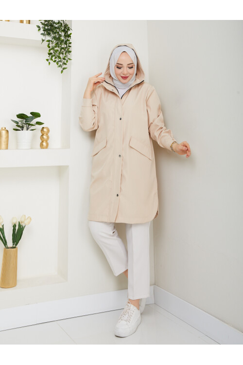 KOLLARI VE ÖNÜ ÇITÇITLI KAP - BEJ