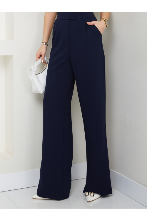 LİKRALI CIRTLI PALAZZO-LACİVERT