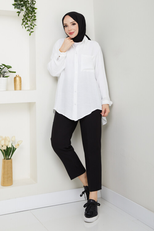 LUNA KETEN GÖMLEK-BEYAZ