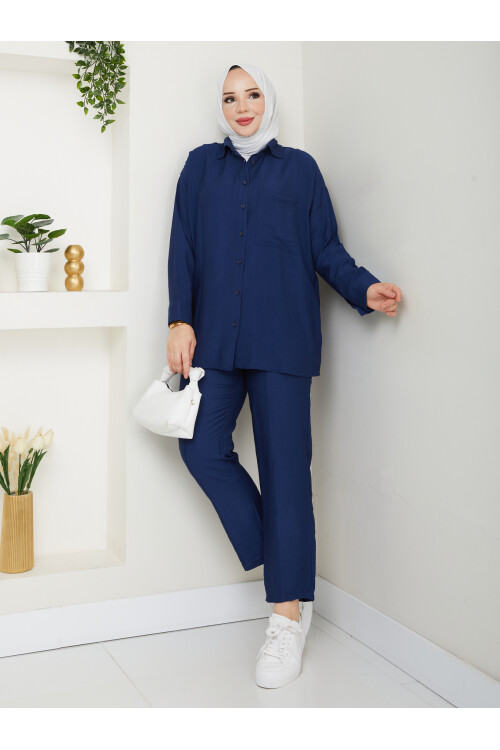 NEPAL KETEN TAKIM-LACİVERT