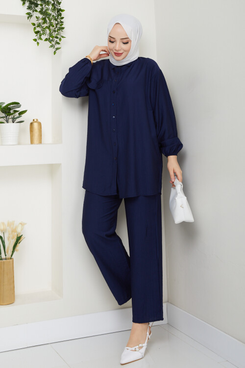 ÇLK SÜS CEP DETAYLI TAKIM - LACİVERT