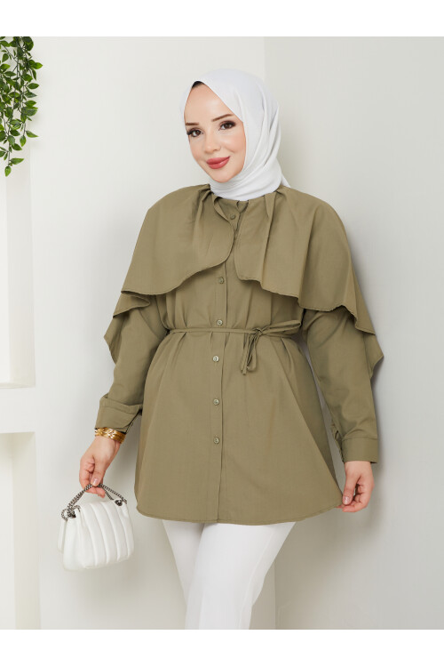 PELERİNLİ BAĞCIKLI GÖMLEK-HAKİ