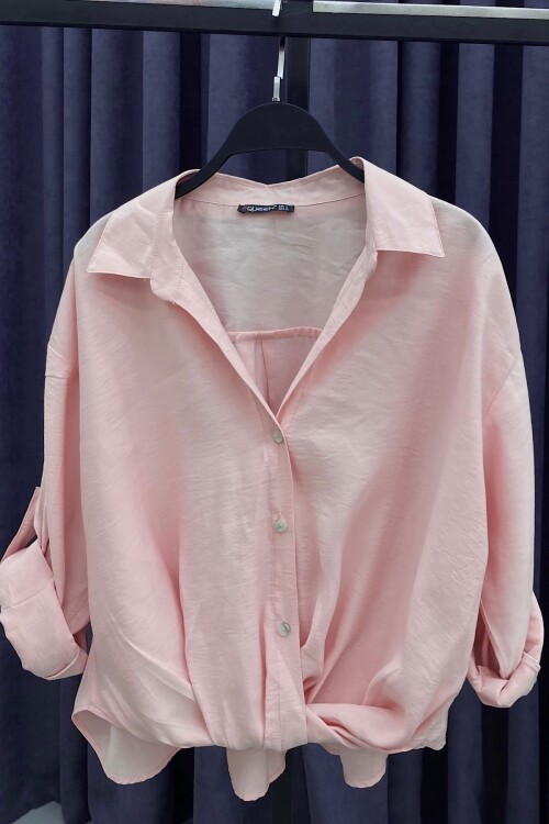 QN BURGULU GÖMLEK-PEMBE