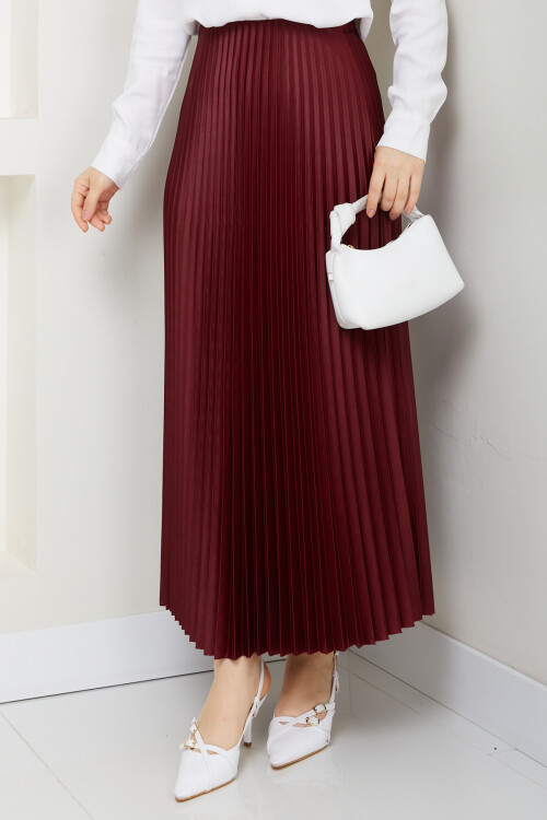 SATEN GÖRÜNÜMLÜ ETEK-BORDO