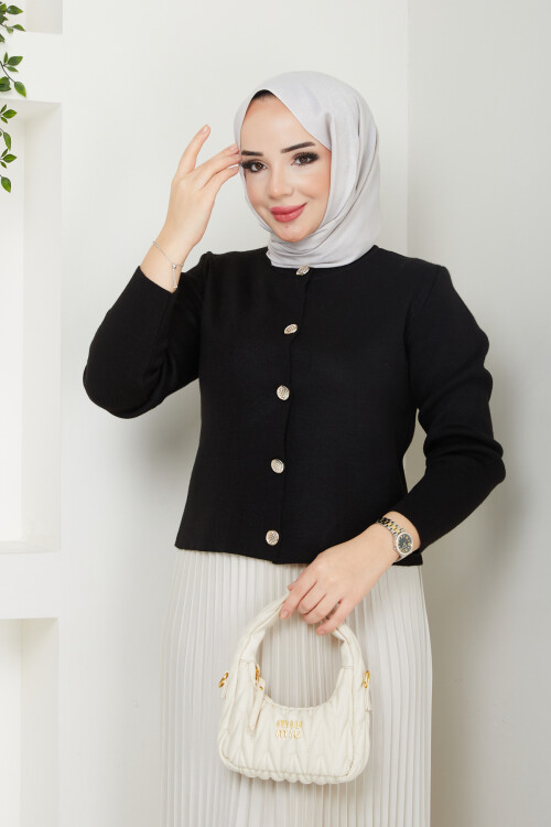 VNZ BASİC DÜĞMELİ HIRKA-SİYAH