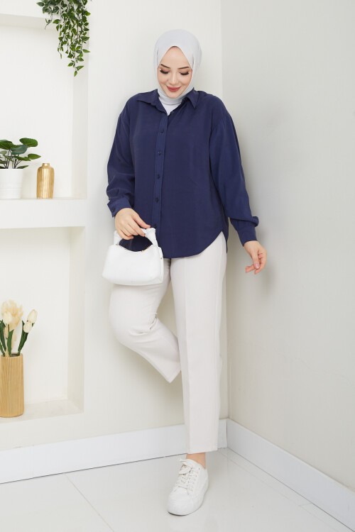 ZR MODEL TENSEL GÖMLEK-LACİVERT