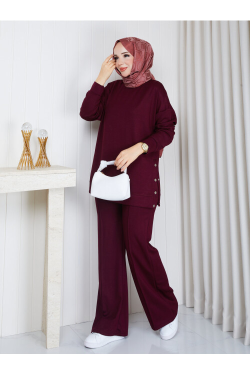 0019-Çıtçıtlı Takım-Bordo