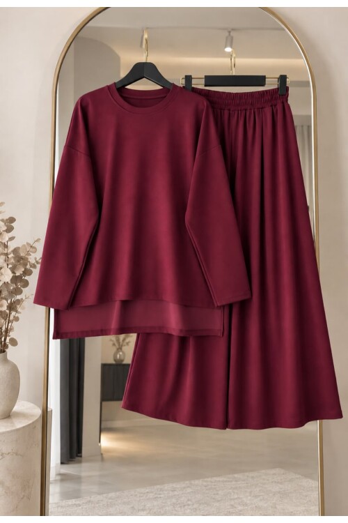 0101 Etek Pantolon Oysho Takım-Bordo