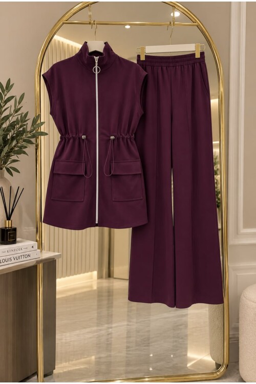 0202 Fermuarlı Oysho Takım-Bordo