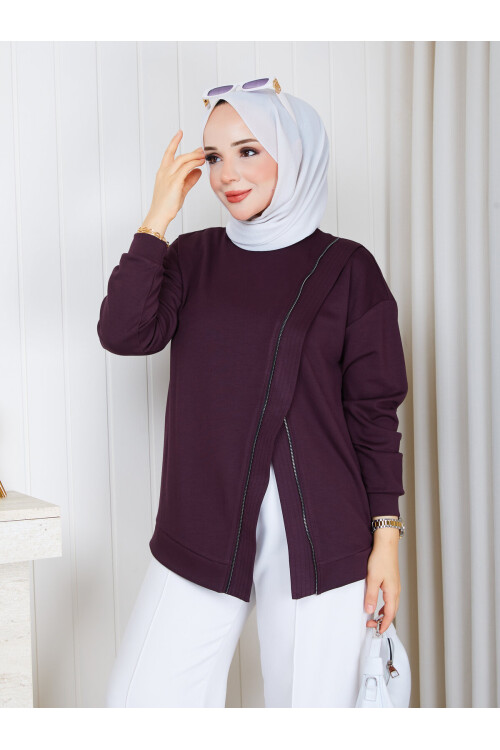 1113 Fermuar Detaylı Oversize Oysho Sweat-Mürdün