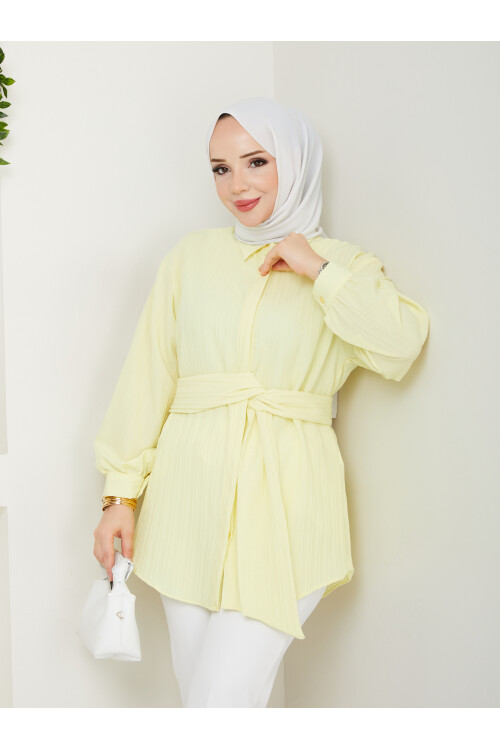 BAĞLAMA DETAYLI GÖMLEK-SARI