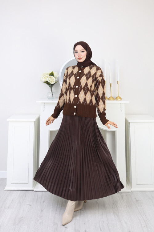 BAKLAVA DESEN HIRKA KOMBİN -CAMEL