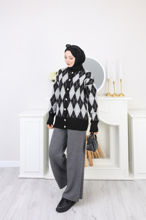 BAKLAVA DESEN HIRKA KOMBİN -SİYAH