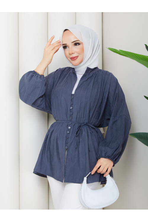 ÇİLEK NERVÜRLÜ GÖMLEK - ANTRASİT