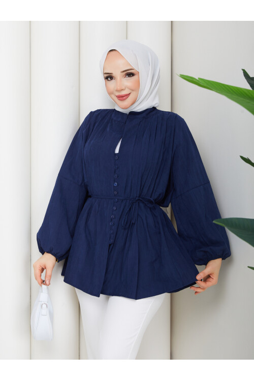 ÇİLEK NERVÜRLÜ GÖMLEK - LACİVERT