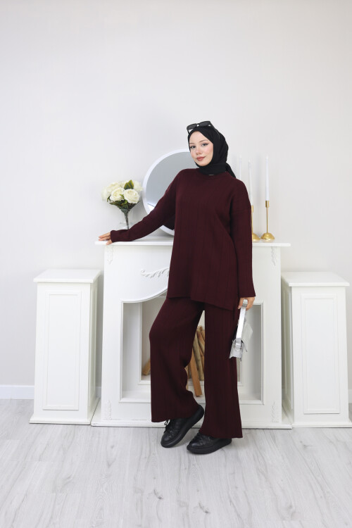 KALIN FİTİLLİ TRİKO  TAKIM -BORDO