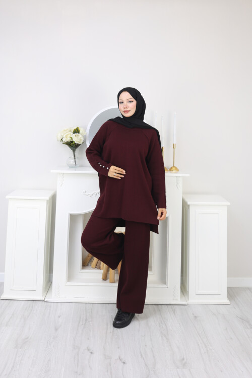 ÇIMALI TRİKO TAKIM-BORDO