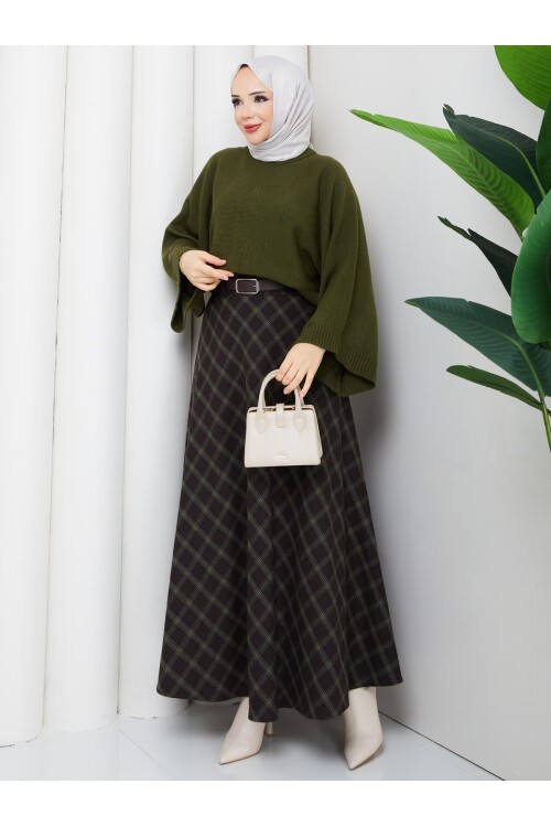 EKOSELİ ETEK CROP KAZAK KOMBİN - YEŞİL