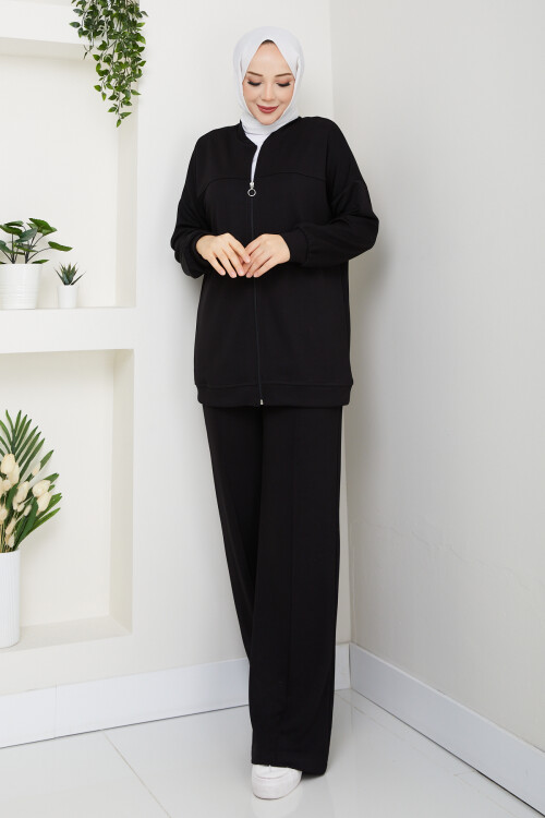 Fermuarlı Hırka Takımı Siyah