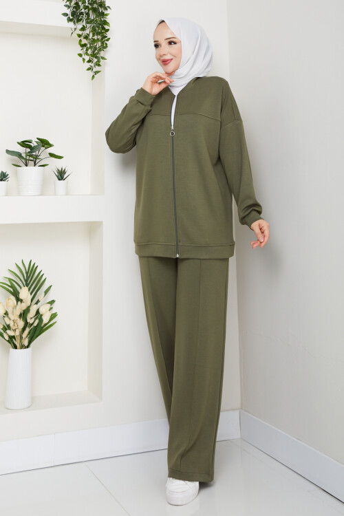 Fermuarlı Hırka Takımı Yeşil